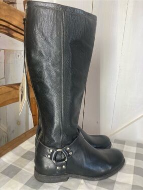 NEW Beautiful FRYE Mexico Leather "Phillip" Harness Riding Boots Size 8 Black.